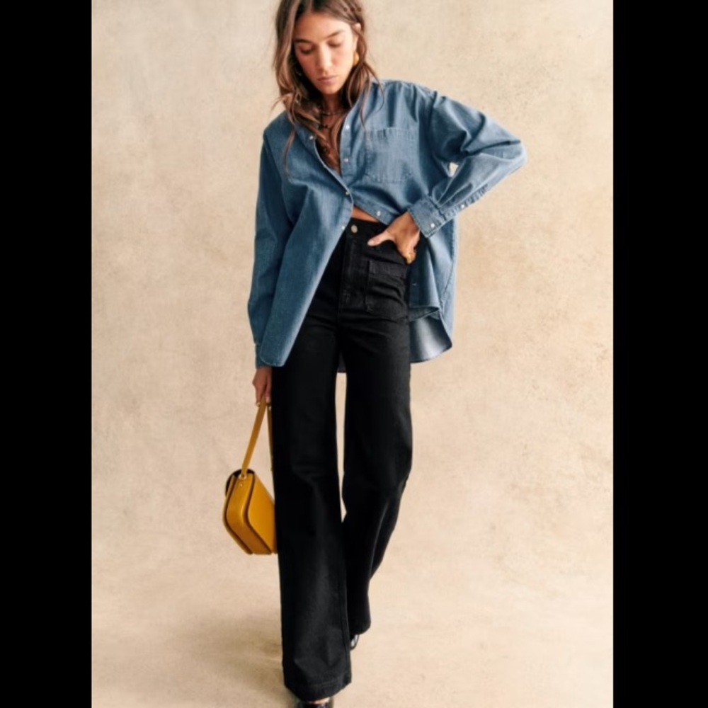 Sezane Max Shirt. Deep Blue. XL